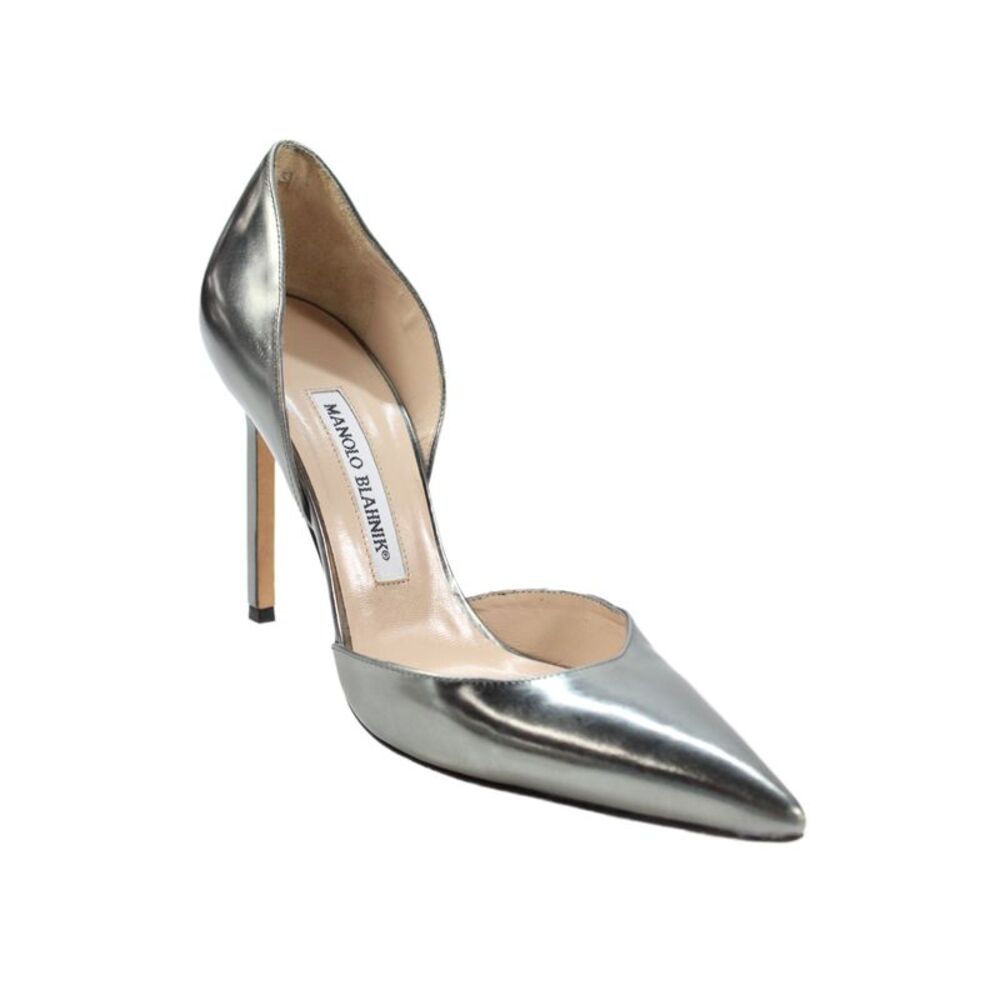 Manolo Blahnik Womens Pointed Toe D'Orsay Pumps Silver Size 38 8